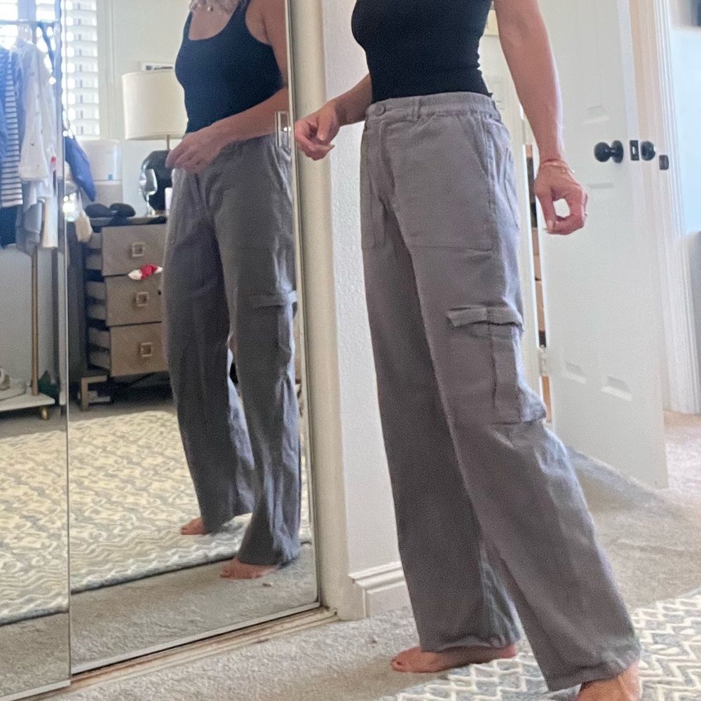 Gray casual cargo pants